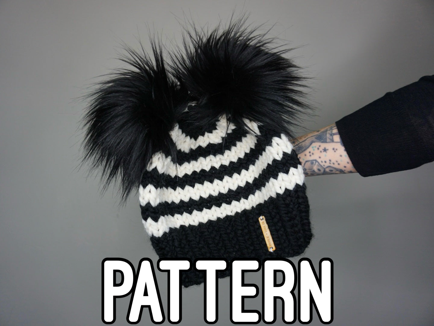 KNITTING PATTERN - The Striped Double Pom Beanie