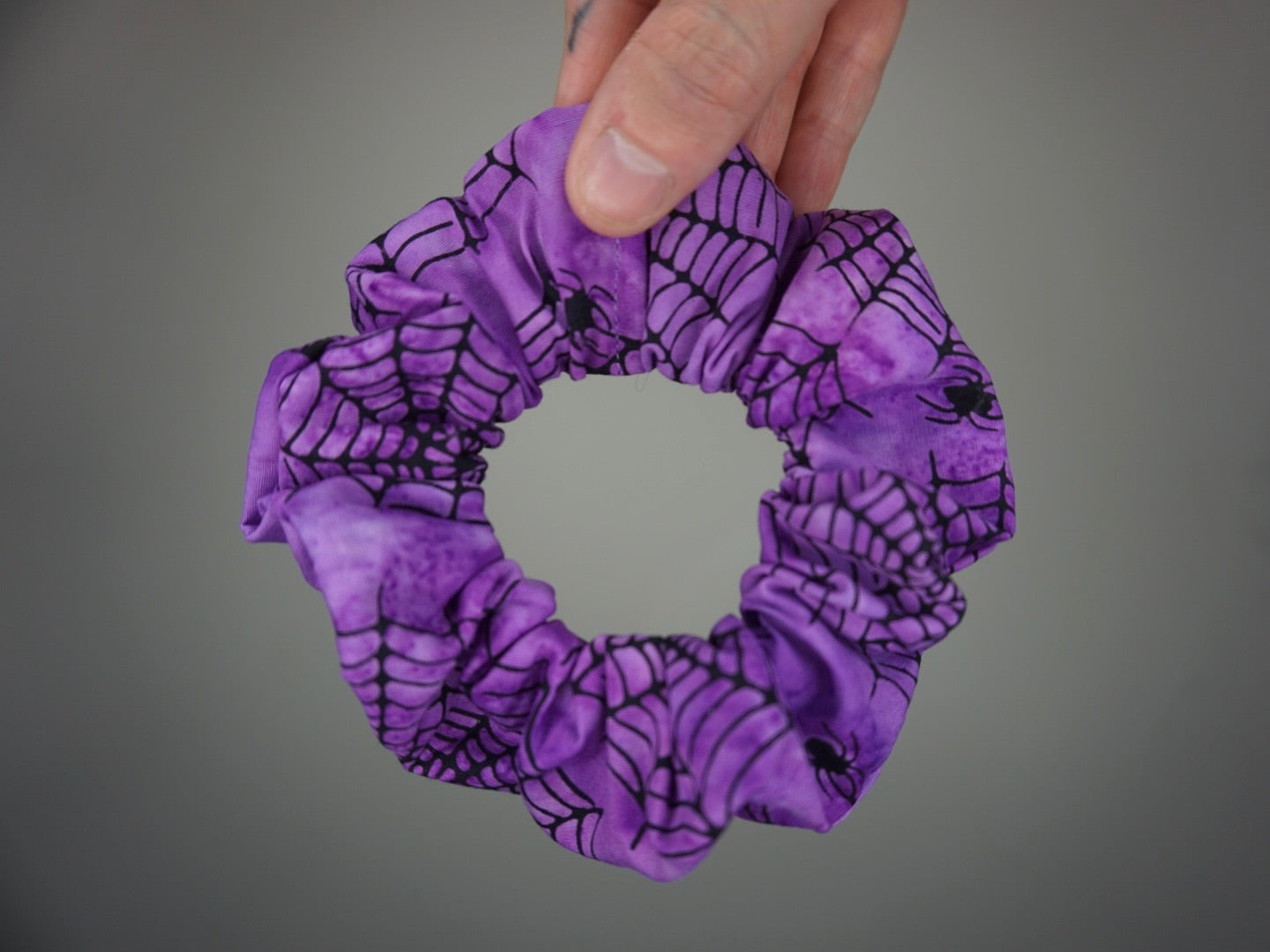 Purple Spiderwebs Halloween Scrunchie