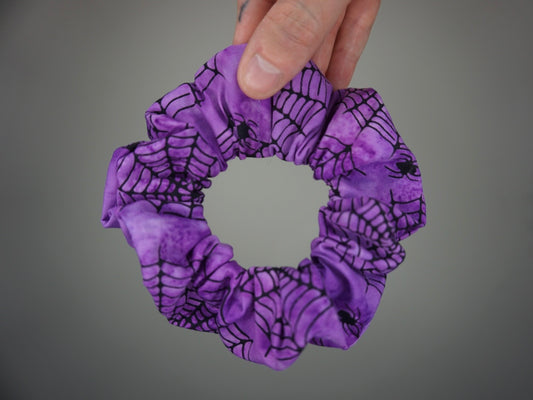 Purple Spiderwebs Halloween Scrunchie