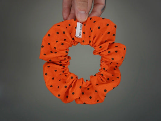 Orange Polka Dot Halloween Scrunchie