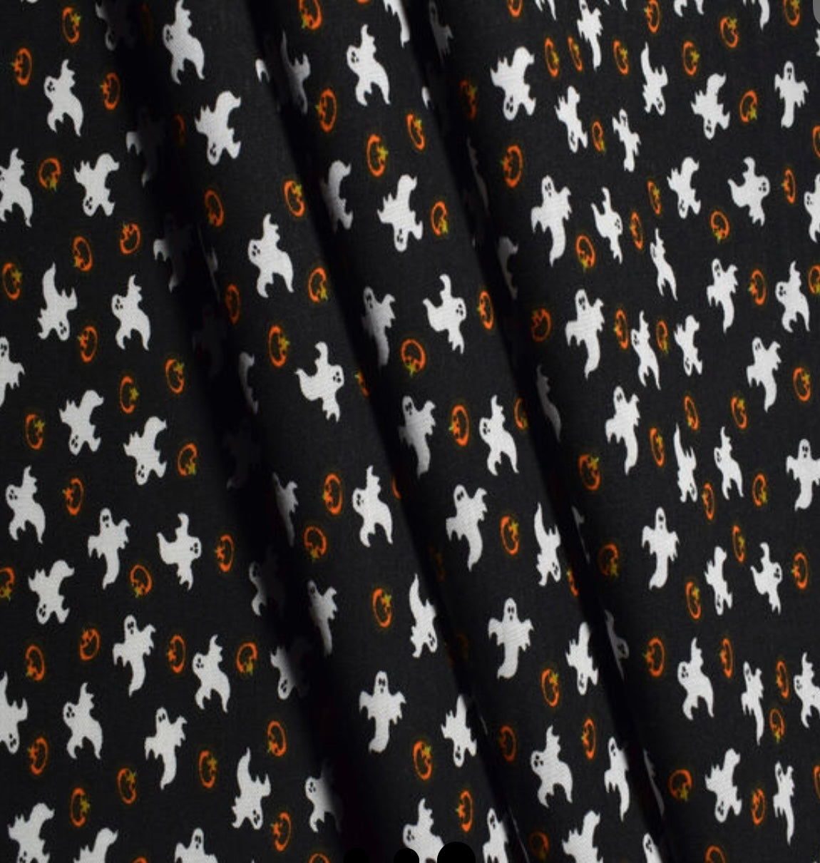 Mini Ghosts and Pumpkins Fabric Scrunchie