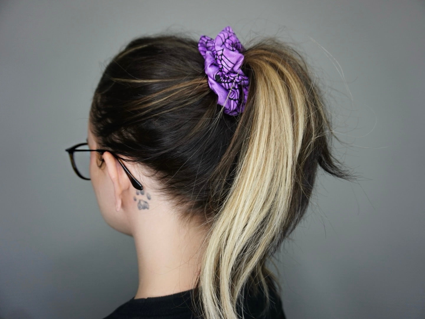 Purple Spiderwebs Halloween Scrunchie