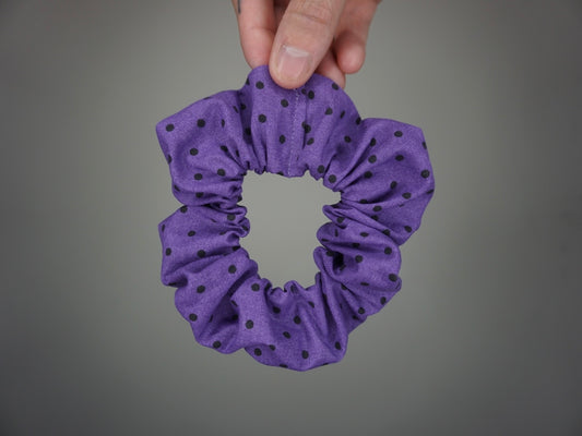 Purple Polka Dot Halloween Scrunchie