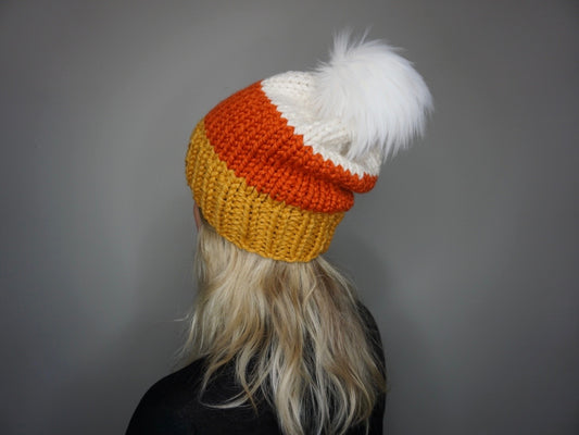 The Candy Corn Beanie - Choose your pom