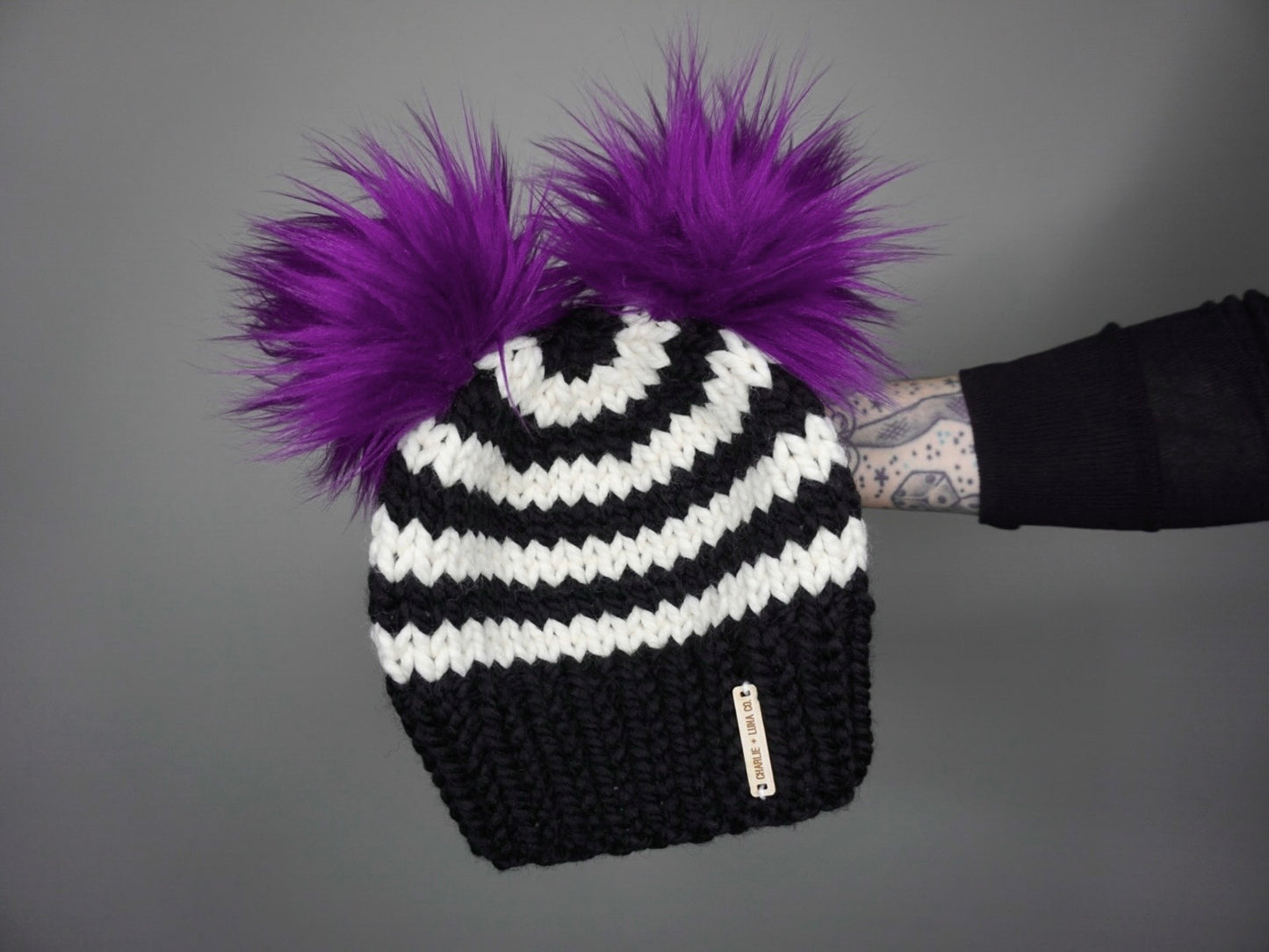 The Beetlejuice Double Pom Beanie - Choose your poms