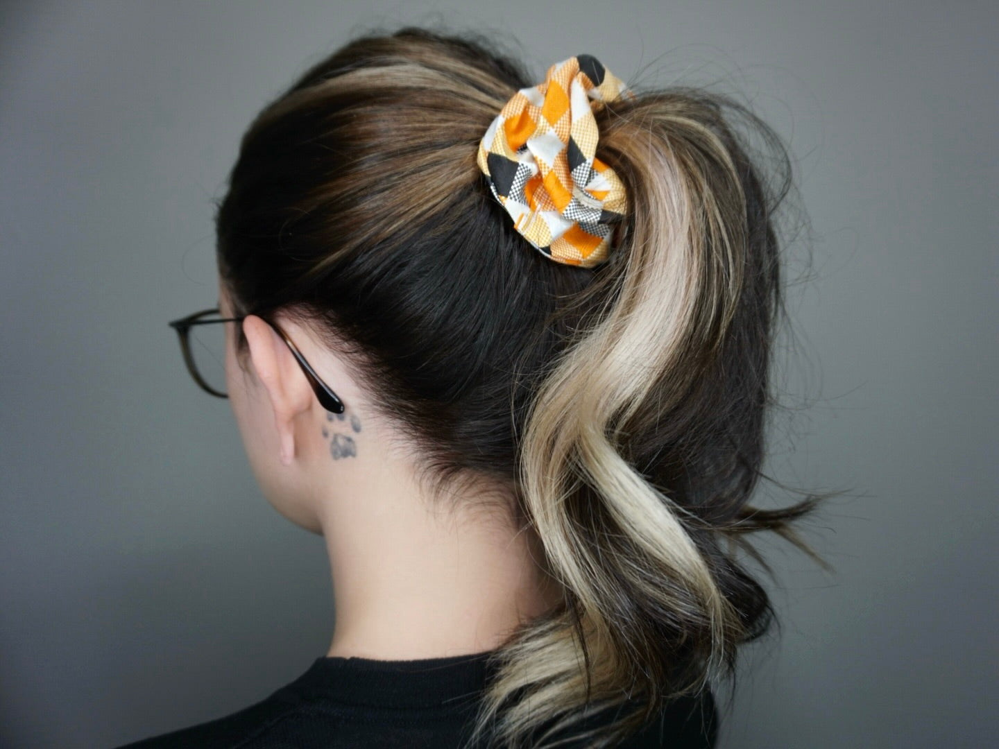 Orange Plaid Halloween Scrunchie