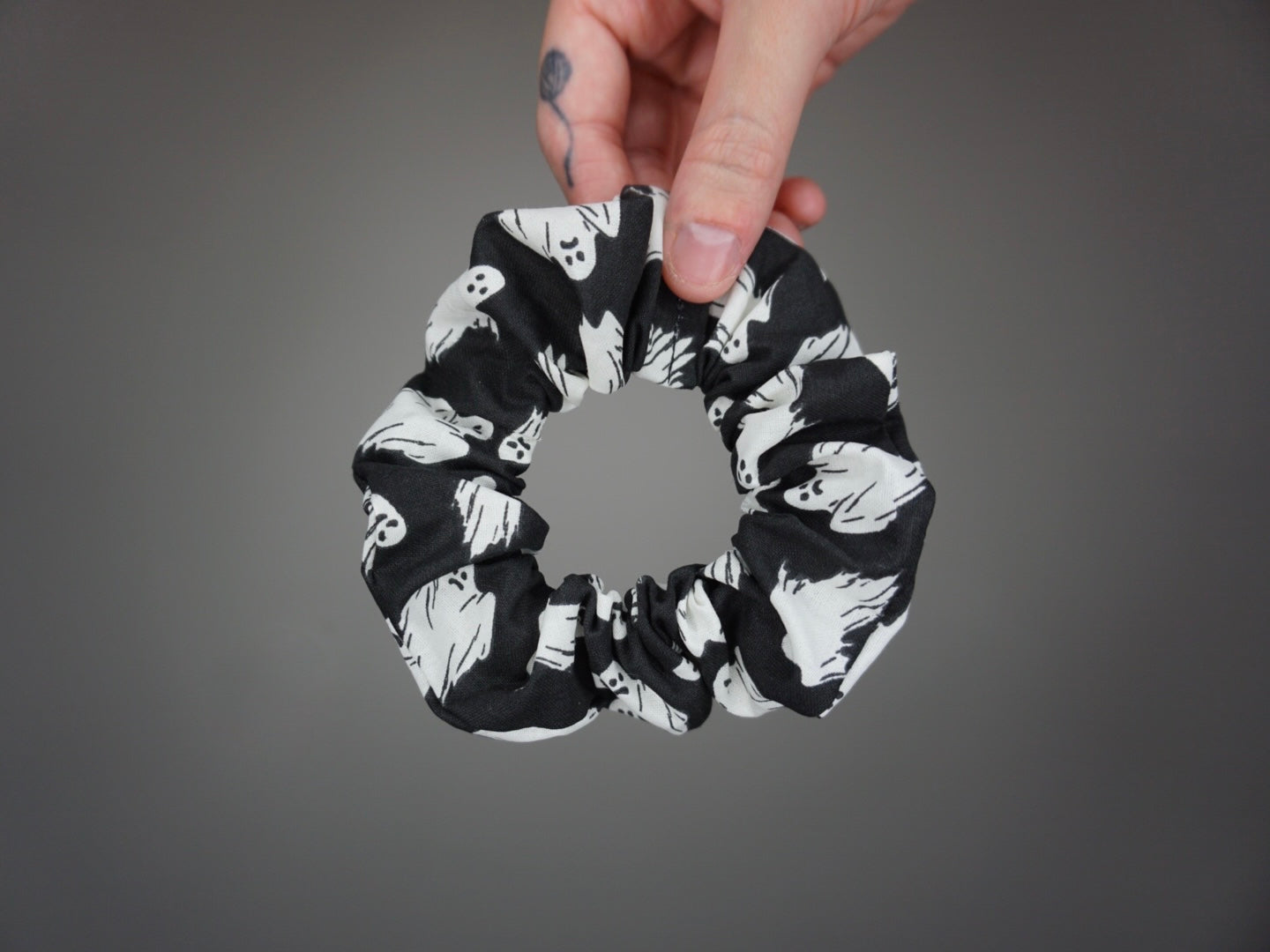 Black Glowing Ghosts Scrunchie - Glow in the Dark