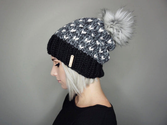 The Lila Beanie in Black Licorice