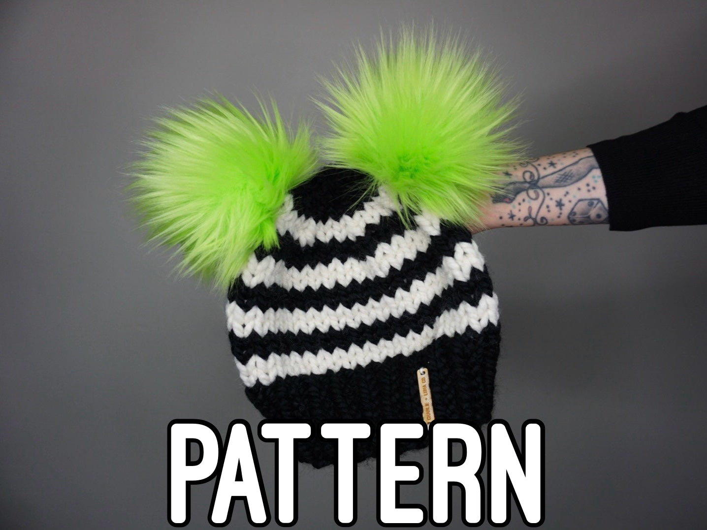 KNITTING PATTERN - The Striped Double Pom Beanie