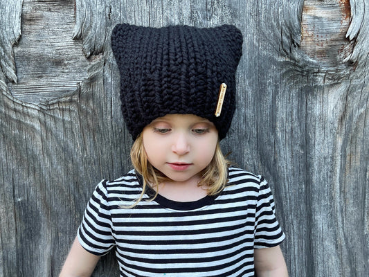 Kids Cat Ear Beanie - Choose your color