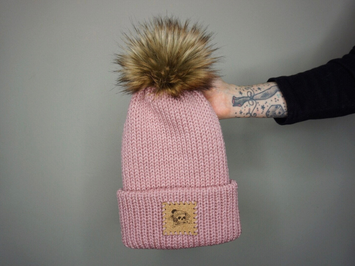 The Fox Beanie in Dusty Rose- Choose your pom