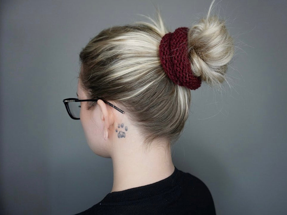 Knit Scrunchie 3 pack in Oatmeal, Almond, and Burgundy