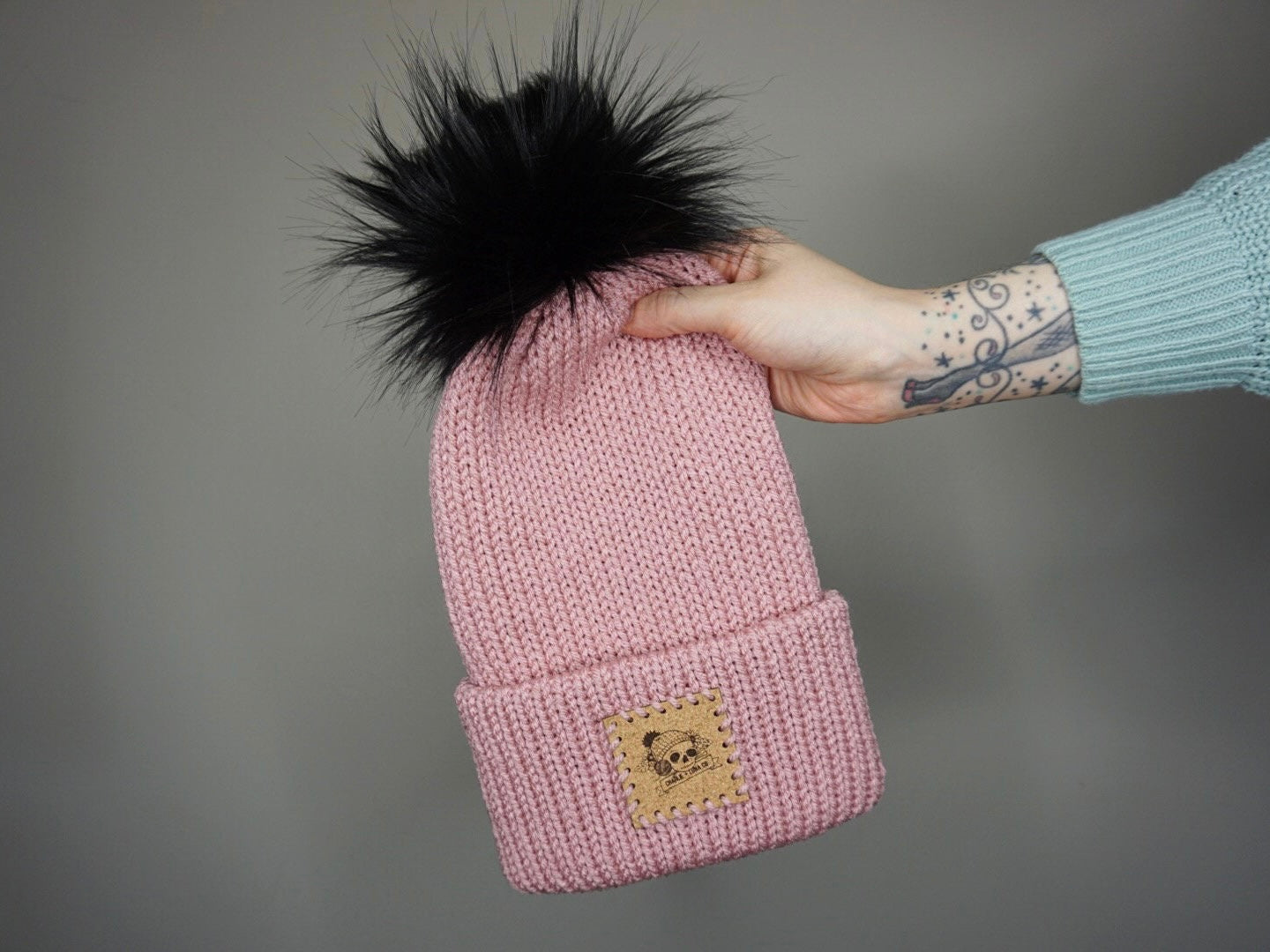 The Fox Beanie in Dusty Rose- Choose your pom