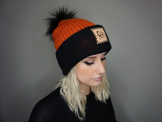 The Halloween Fox Beanie in Orange and Black