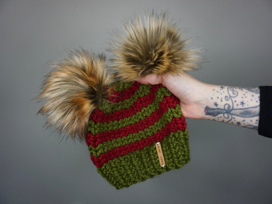 Kids Freddy Krueger Double Pom Beanie