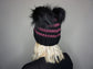 The Halloween Stripe Double Pom Beanie in Purple and Black