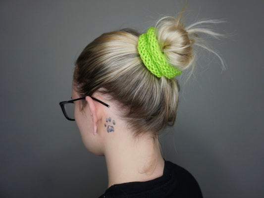 Knit Scrunchie in Lime Green