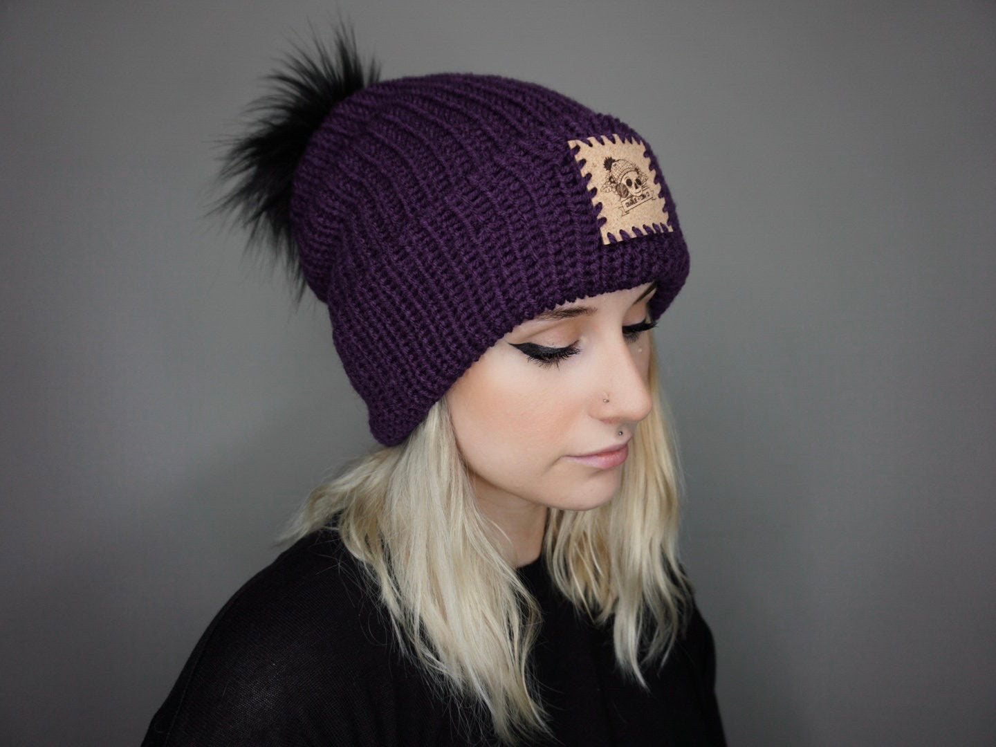 The Halloween Fox Beanie in Moody Purple