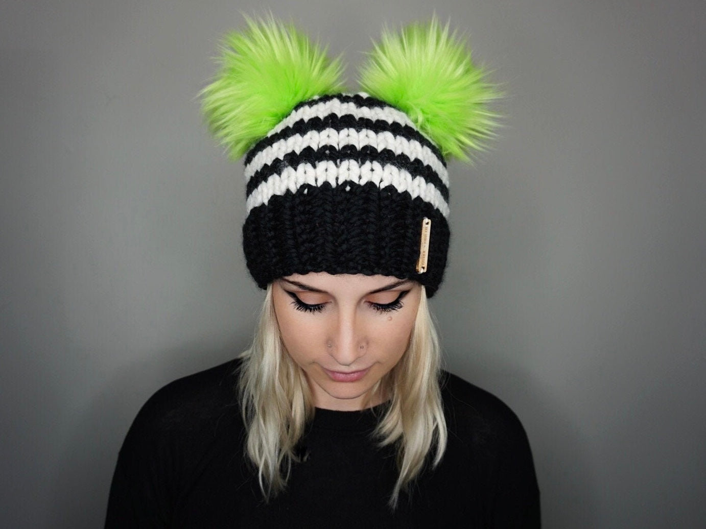 The Beetlejuice Double Pom Beanie - Choose your poms