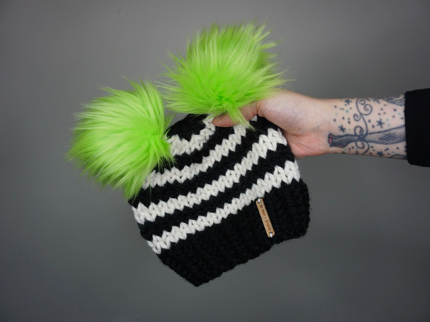 Kids Beetlejuice Double Pom Beanie