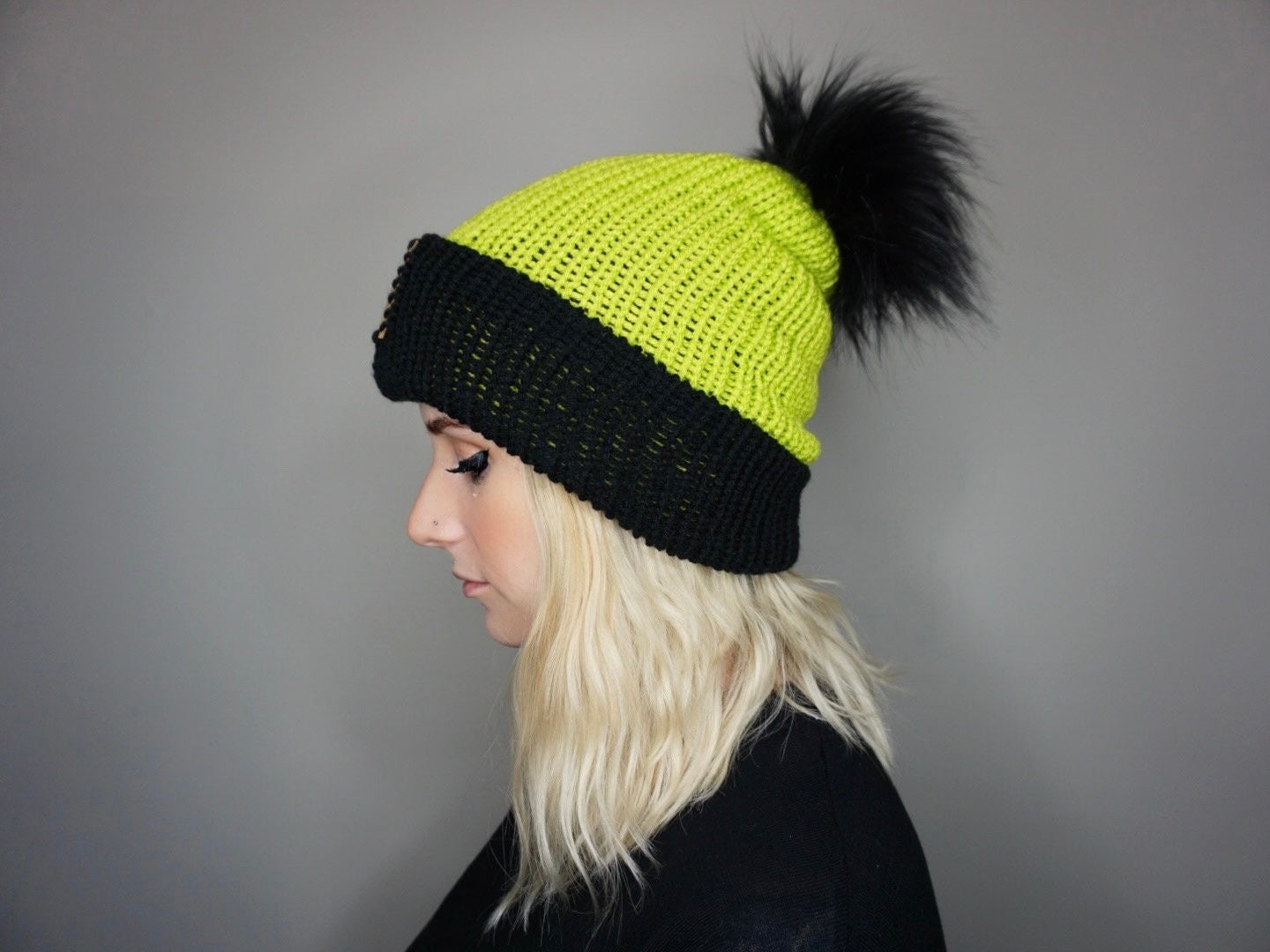 The Halloween Fox Beanie in (S)Lime and Black