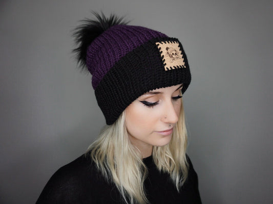 The Halloween Fox Beanie in Moody Purple and Black