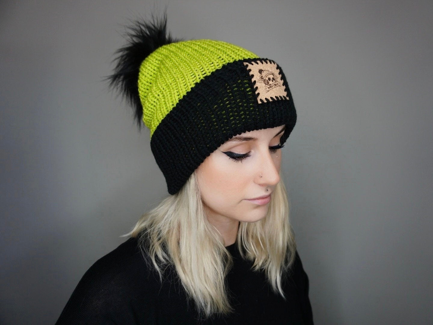 The Halloween Fox Beanie in (S)Lime and Black