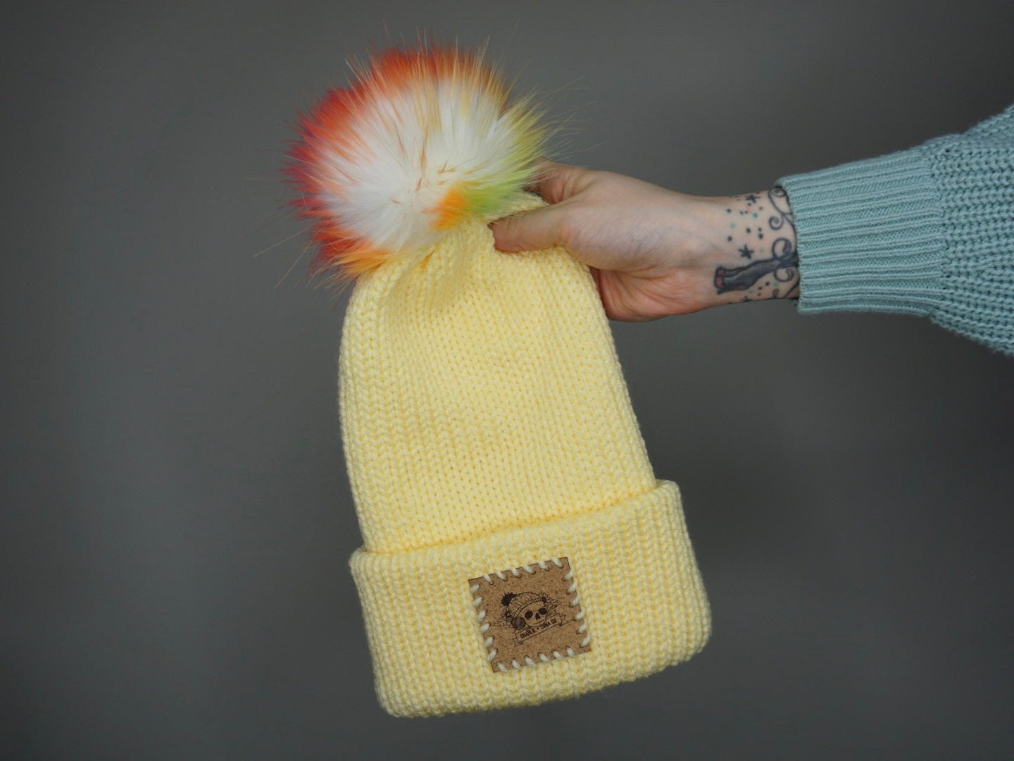 The Fox Beanie in Buttercup- Choose your pom