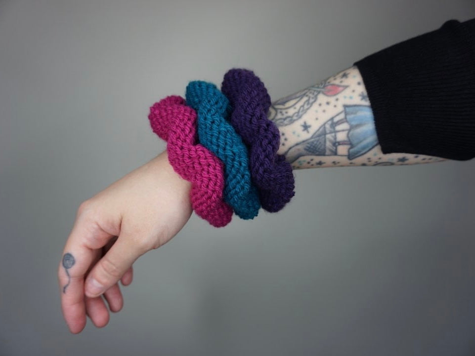 Knit Scrunchie 3 pack in Magenta, Amethyst, and Teal