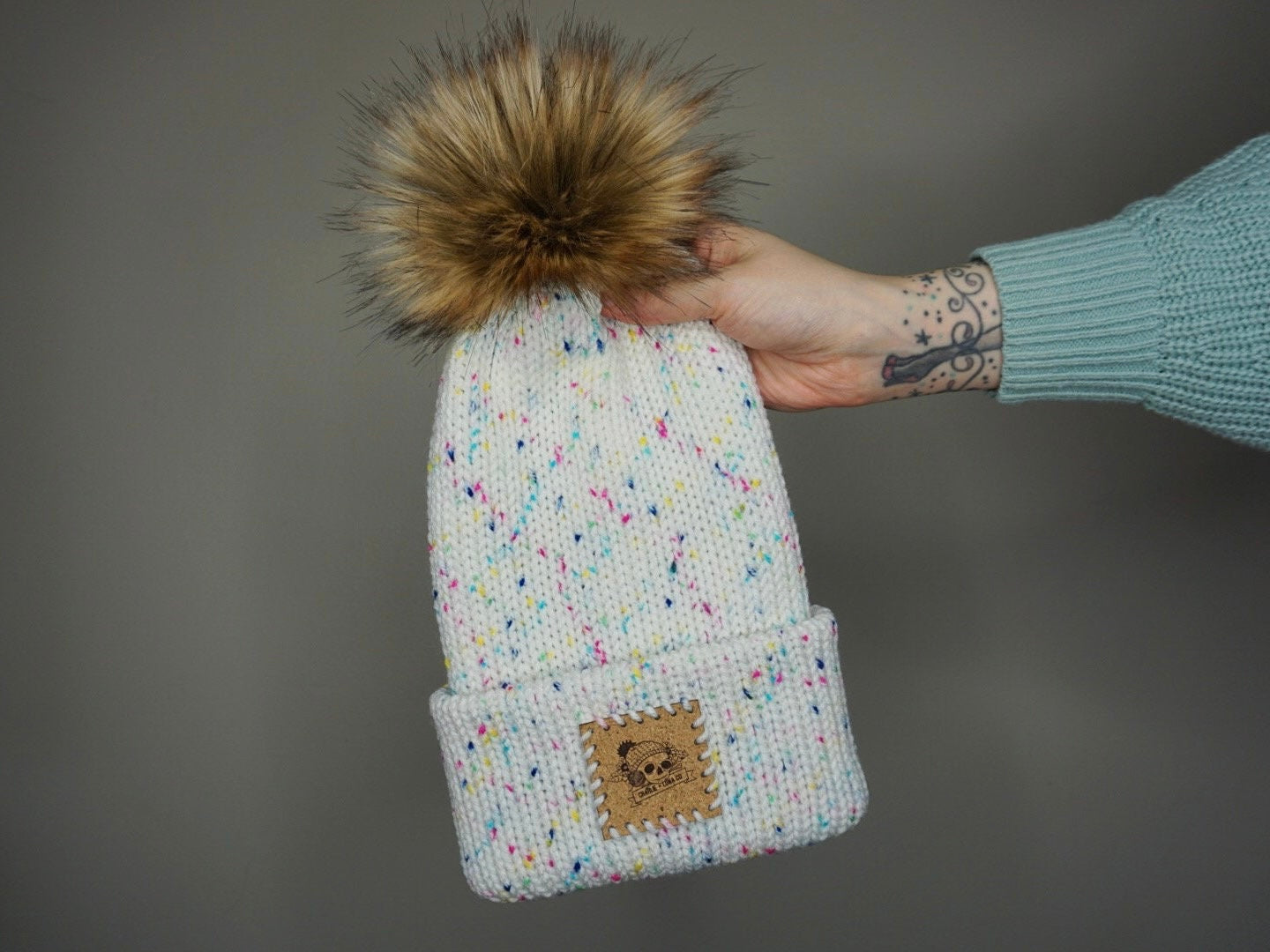 The Fox Beanie in Funfetti- Choose your pom