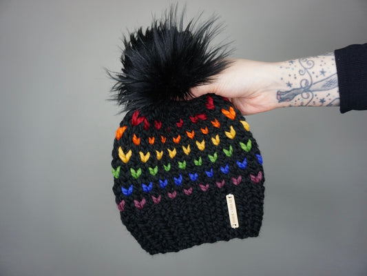 Kids Rainbow Luna Beanie - Choose your pom