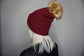 The Fox Beanie in Burgundy- Choose your pom